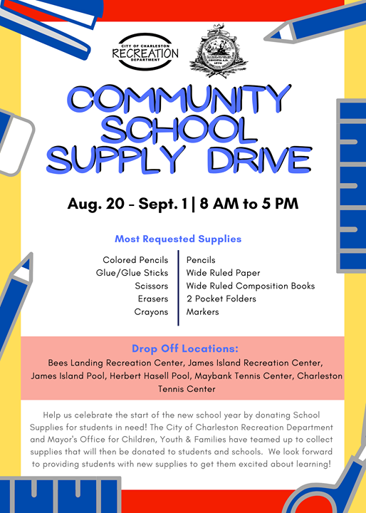 City of Charleston hosting back to school supply drive